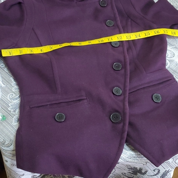 BEBE WOOL PURPLE CROPPED JACKET XS - Picture 9 of 11